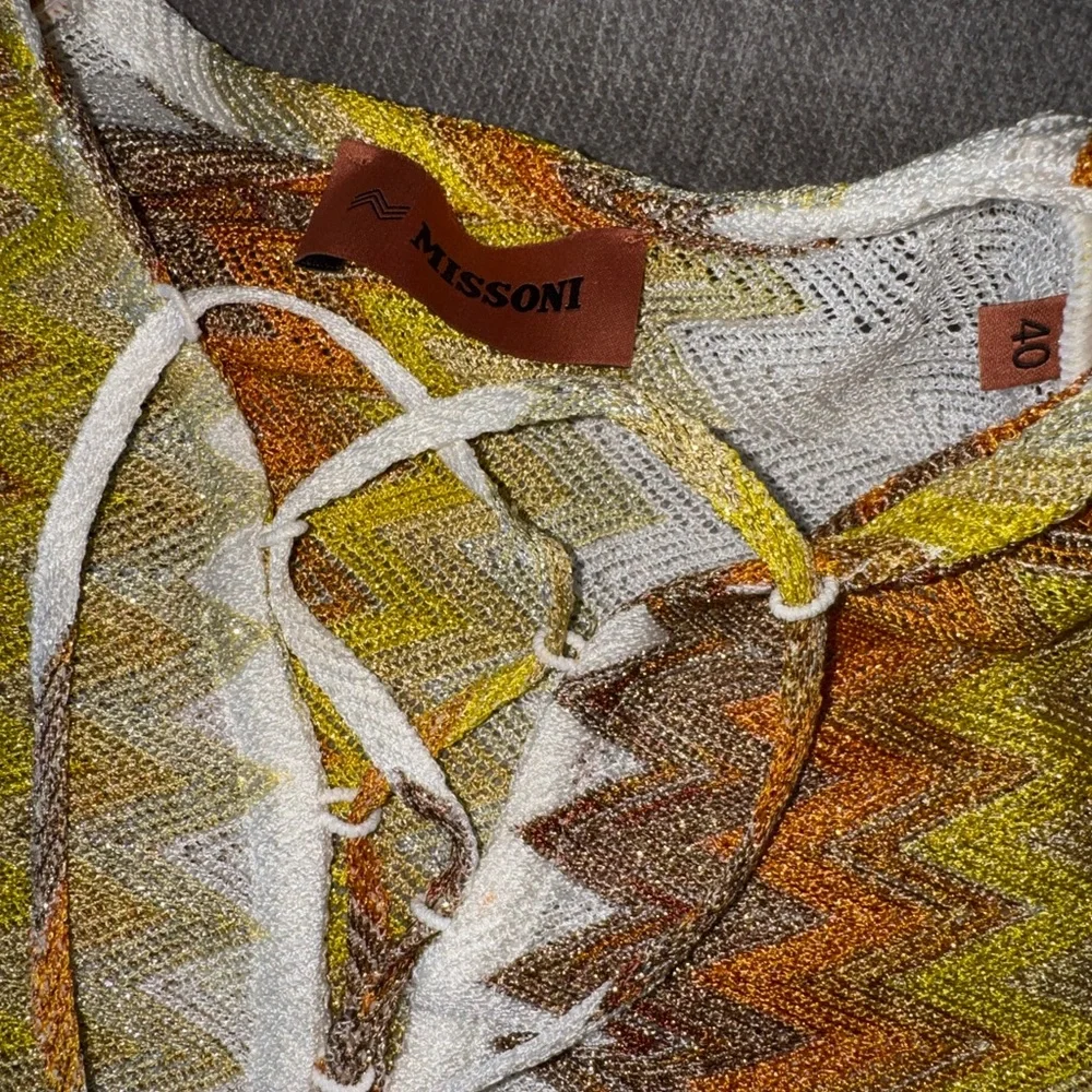 Missoni Yellow, Orange & White Zigzag Lace-Up Swim Cover-Up - Picture 5 of 7